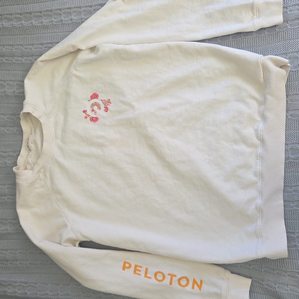 Peloton Cream Floral French Terry Sweatshirt Size Small